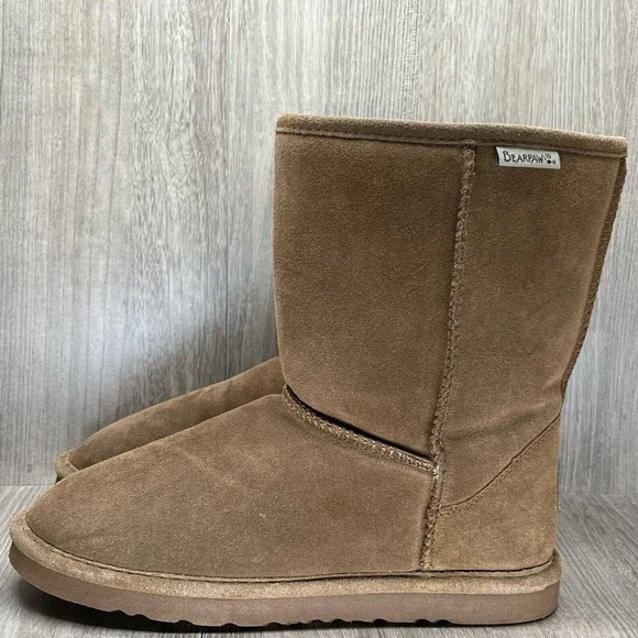 BEARPAW Boots Unisex Sz 9/10 Pull On Shearling Fleece-Lined Winter Suede Brown - Picture 10 of 10